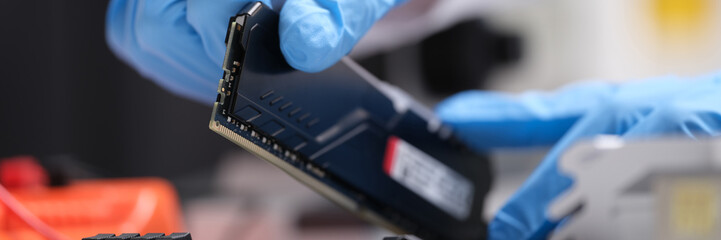 Installation of new RAM or processor of personal computer in service.