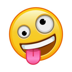A grinning face with one large and one small eye Large size of yellow emoji smile