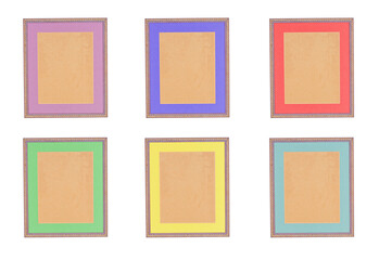 Fototapeta na wymiar Multicolor picture frames isolated on a white background
