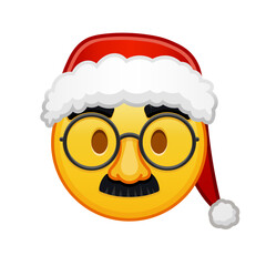Christmas face with glasses and mustache Large size of yellow emoji smile