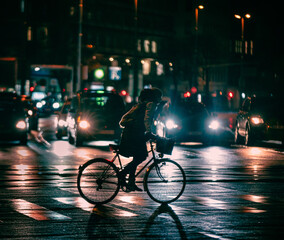 traffic on the street at night