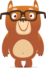 Happy cartoon bear. Vector illustration of brown bear