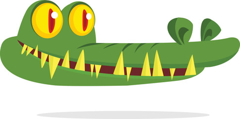 Funny green crocodile cartoon standing. Vector illustration of alligator character design