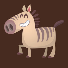 Happy cartoon zebra. Vector illustration of animal character design