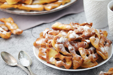 Angel wings, traditional sweet crisp pastry	