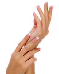 Female hands against an abstract background