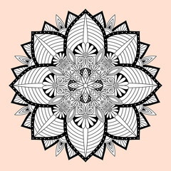 Line art mandala coloring page. Mindfulness mandala.