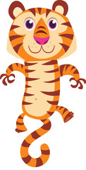 Fototapeta na wymiar Pretty cute cartoon tiger vector illustration. Isolated on White background