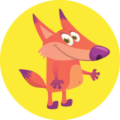 Illustration of cartoon very cute fox. Vector illustration isolated on white