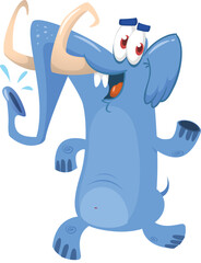 Cute little african elephant isolated on white. African safary elephant with tiny trunks. Zoo elephant illustration