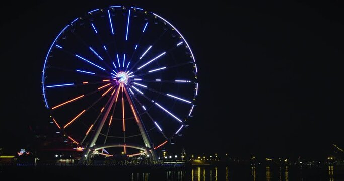 Seattle WA 2022 Great Wheel Lit for US Soccer Team in World Cup