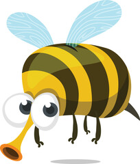 Smiling Cute Bee Cartoon Character Flying