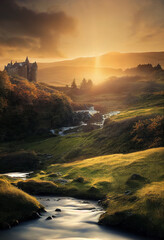 Fictional Scottish Rivers and Castles Digital Art