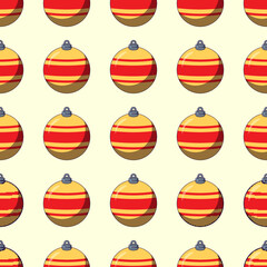 Vibrant vector seamless pattern of cartoon Christmas bauble for web sites, postcards, covers, textiles and other surfaces
