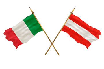 Background for designers. National Day. 3D model National flags Italy and Austria