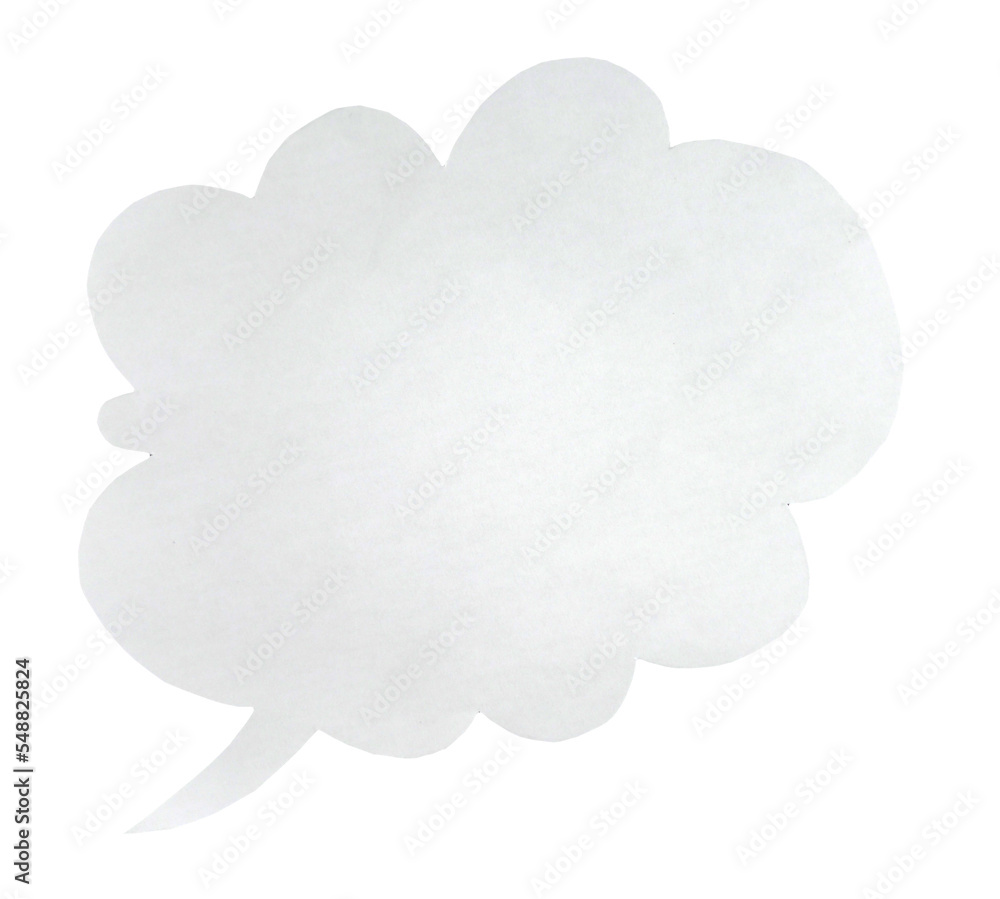 Aufkleber Paper bubble text in cloud shape. Bubble speech in white crumpled paper texture.