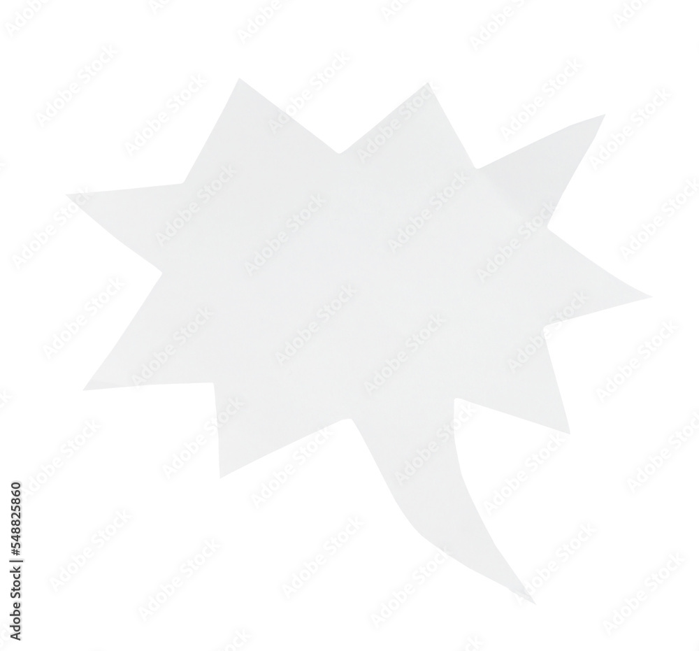 Aufkleber paper bubble text in abstract shape. bubble speech in white crumpled paper texture.