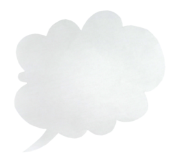 Paper bubble text in cloud shape. Bubble speech in white crumpled paper texture.