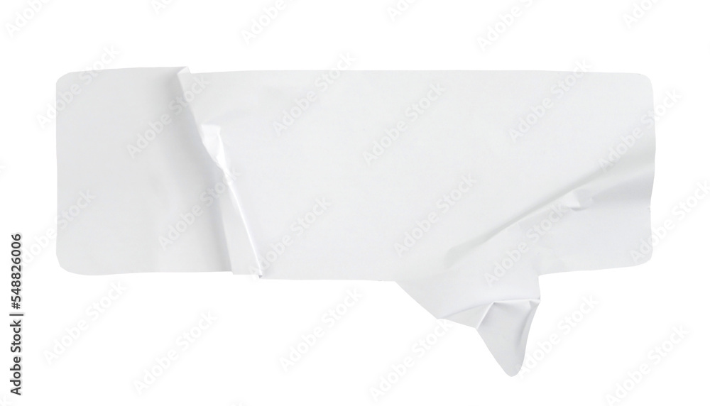 Fototapete paper bubble text in rectangle shape. bubble speech in white crumpled paper texture.