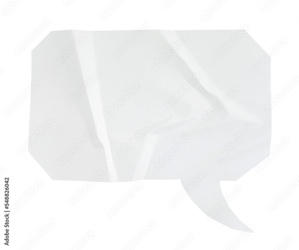 Wall mural Paper bubble text in octagon shape. Bubble speech in white crumpled paper texture.