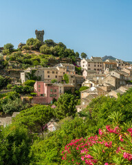 The beautiful village of Nonza on a summer afternoon, in Corse, France.