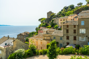 The beautiful village of Nonza on a summer afternoon, in Corse, France.