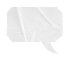 Paper bubble text in octagon shape. Bubble speech in white crumpled paper texture.