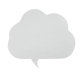 Paper bubble text in cloud shape. Bubble speech in white crumpled paper texture.