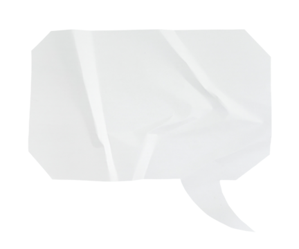 Paper bubble text in octagon shape. Bubble speech in white crumpled paper texture.