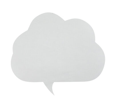 Paper bubble text in cloud shape. Bubble speech in white crumpled paper texture.