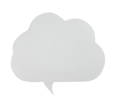 Paper bubble text in cloud shape. Bubble speech in white crumpled paper texture.