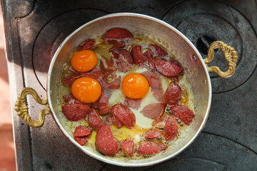 Egg with Sausage and Turkish Breakfast Photo, Sakarya Turkey