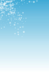 Silver Snowfall Vector Blue Background. Abstract
