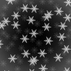 Naklejka na ściany i meble Snowfall on a dark gray background. Falling snowflakes. Vector winter background.