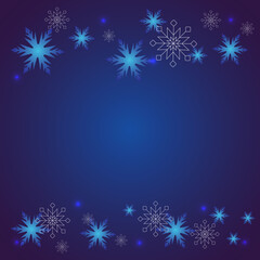 Fototapeta na wymiar Blue Christmas background with different snowflakes. vector