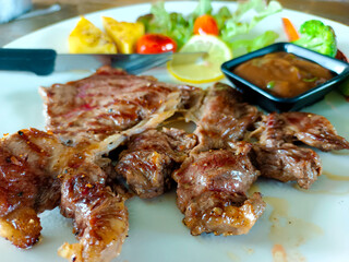 Beef steak in a Thai restaurant