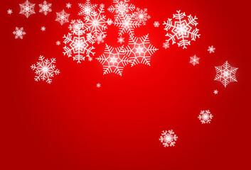 Silver Snowflake Vector Red Background. New Gray