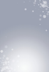 White Snowflake Vector Gray Background. Falling