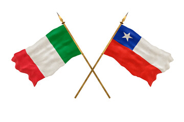 Background for designers. National Day. 3D model National flags Italy and Chile