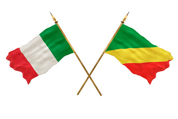 Background for designers. National Day. 3D model National flags Italy and Congo brazzaville