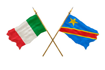 Background for designers. National Day. 3D model National flags Italy and Congo Democratic Republic