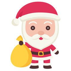 Cute santa claus doodle vector icon