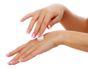 Female hands with a moisturiser