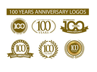 100th Anniversary logotype design and golden for the celebration event, invitation, greeting, Infinity loop logo, Abstract circle weave, booklet, and flyer.