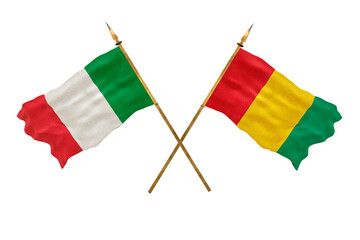 Background for designers. National Day. 3D model National flags Italy and Guinea