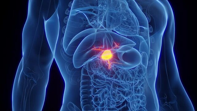 3d rendered medical animation of a man's gallbladder