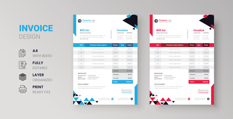 Abstract geometric business invoice design for corporate marketing company letterhead template