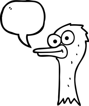 freehand drawn speech bubble cartoon ostrich head