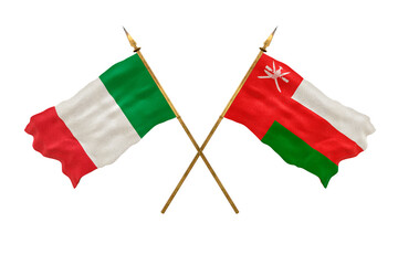 Background for designers. National Day. 3D model National flags Italy and Oman