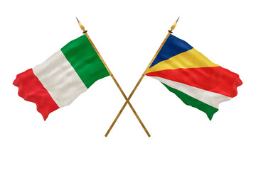 Background for designers. National Day. 3D model National flags Italy and Seychelles